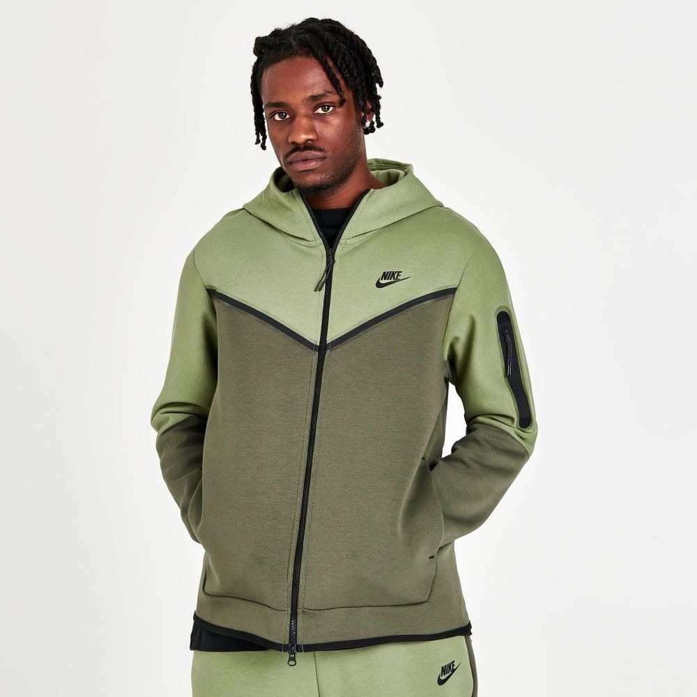 Men's Nike Sportswear Tech Fleece Taped Full-Zip Hoodie Sz M Green